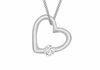 Sterling Silver Open Heart Solitaire Pendant Necklace