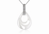 Sterling Silver Rhodium Plated White Ceramic Zirconia Set Teardrop Pendant