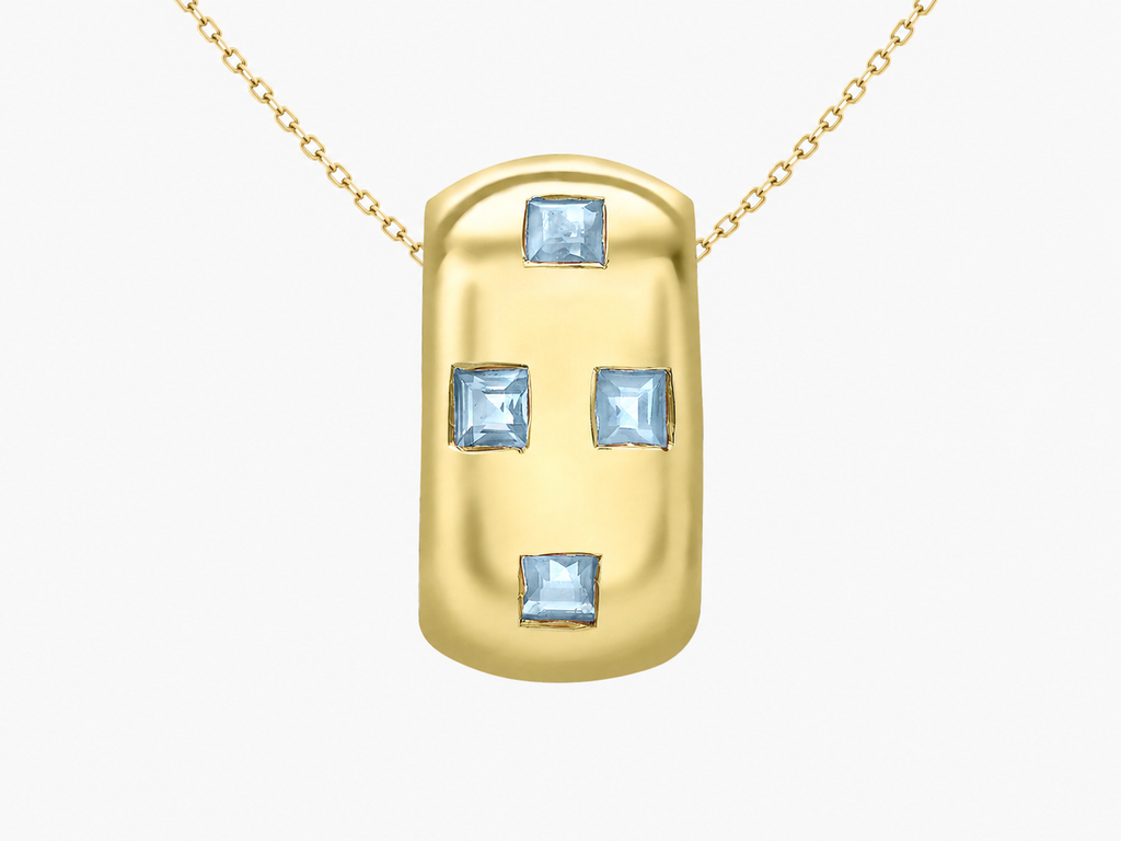 9ct Yellow Gold Blue Quad Topaz Pendant