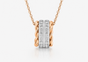9ct Two-Tone Rose & White Gold Zirconia Barrel Ring Slider Pendant