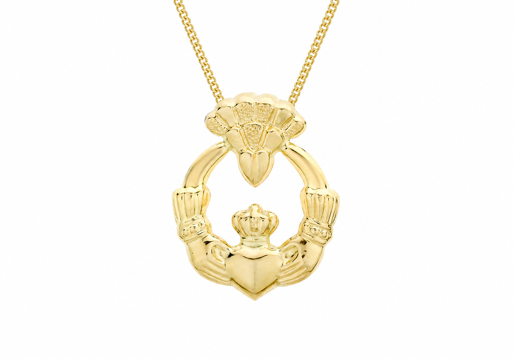 Висулка Claddagh Slider от 9ct жълто злато