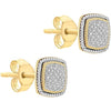 9ct Two-Tone Gold 0.04ct Diamond Square Pave Set Stud Earrings