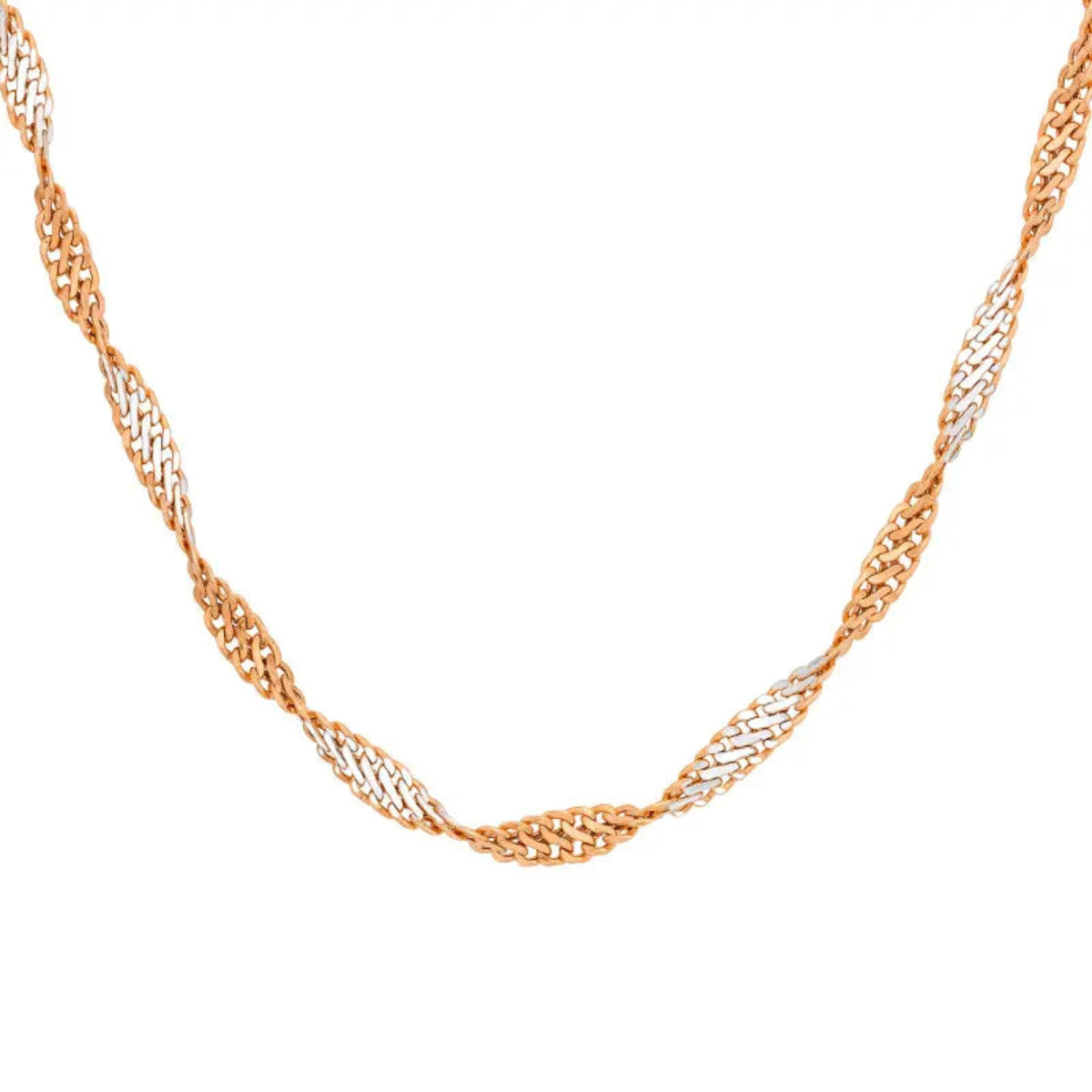 9ct Two-Tone Rose & White Gold Twist Curb Chain Necklace