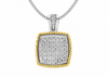 9ct Two-Tone Gold 0.12ct Diamond Rope-Edge Pendant