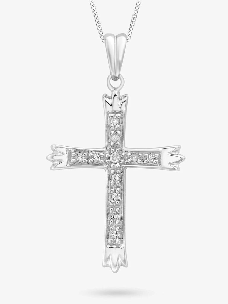 Висулка с диамантен кръст от 9ct бяло злато 0,05ct