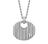 Hoxton London Men's Sterling Silver Striped Round Pendant Adjustable Necklace