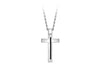 Hoxton London Men's Sterling Silver Stone Black Zirconia  Cross Adjustable Necklace