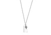 Hoxton London Men's Sterling Silver Black Sapphire Set Cross and Dog Tag Adjustable Necklace