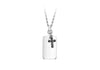 Hoxton London Men's Sterling Silver Black Sapphire Set Cross and Dog Tag Adjustable Necklace