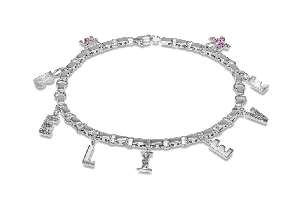18ct White Gold & Diamonds Believe Bracelet