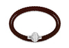 Sterling Silver Brown Plaited Leather Wrap Bracelet 61m/24"9