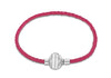Sterling Silver Fuhsia Plaited Leather Bracelet 19m/7.5"9