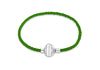 Sterling Silver Green Plaited Leather Bracelet 19m/7.5"9