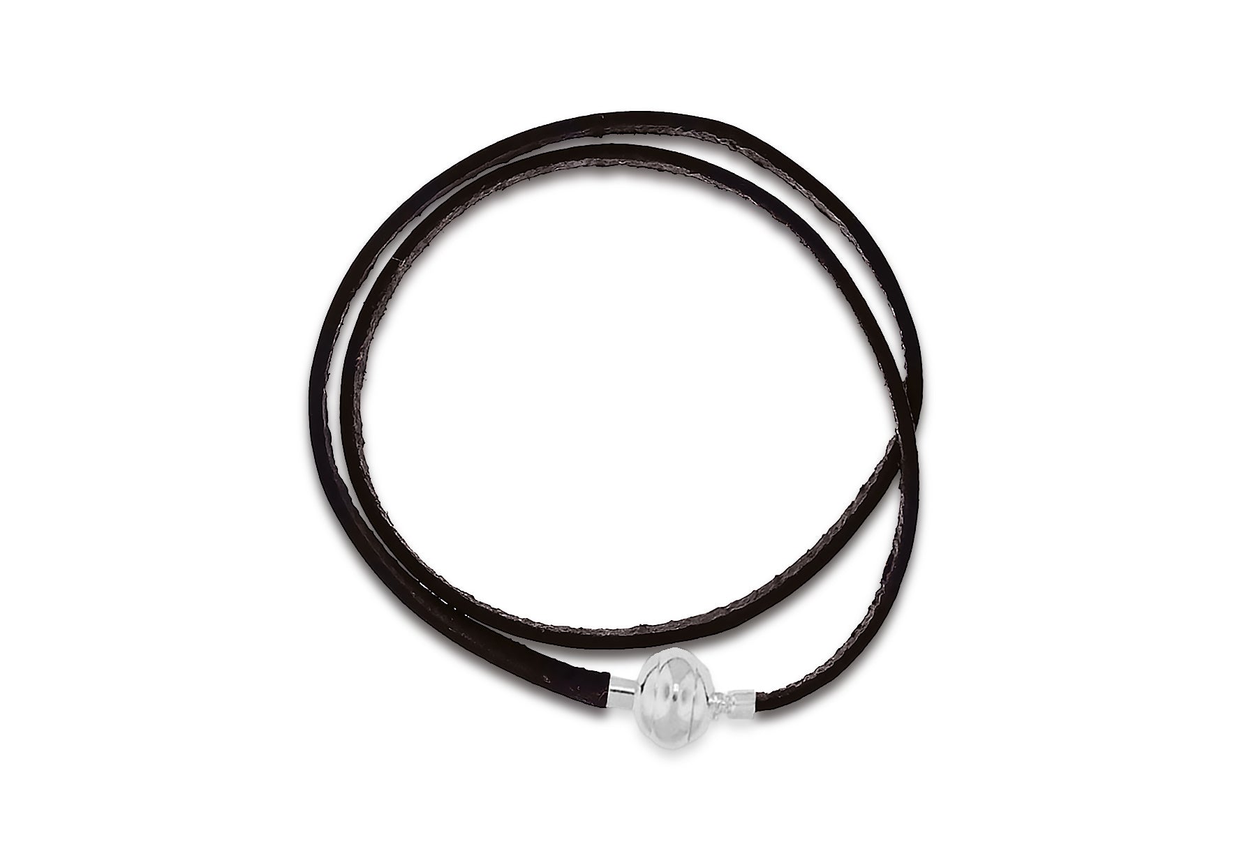 Sterling Silver Brown Leather Wrap Bracelet 41m/16"9