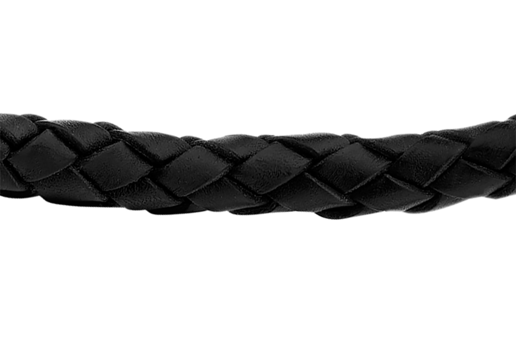 Hoxton London Men's Sterling Silver Bold Leather and Silver Ribbed Hook Bracelet