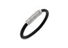 Hoxton London Men's Sterling Silver Stripe Leather Silver Magnetic  Bracelet