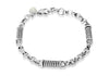 Hoxton London Men's Sterling Silver Stripe ylindrial Link Adjustable Bracelet