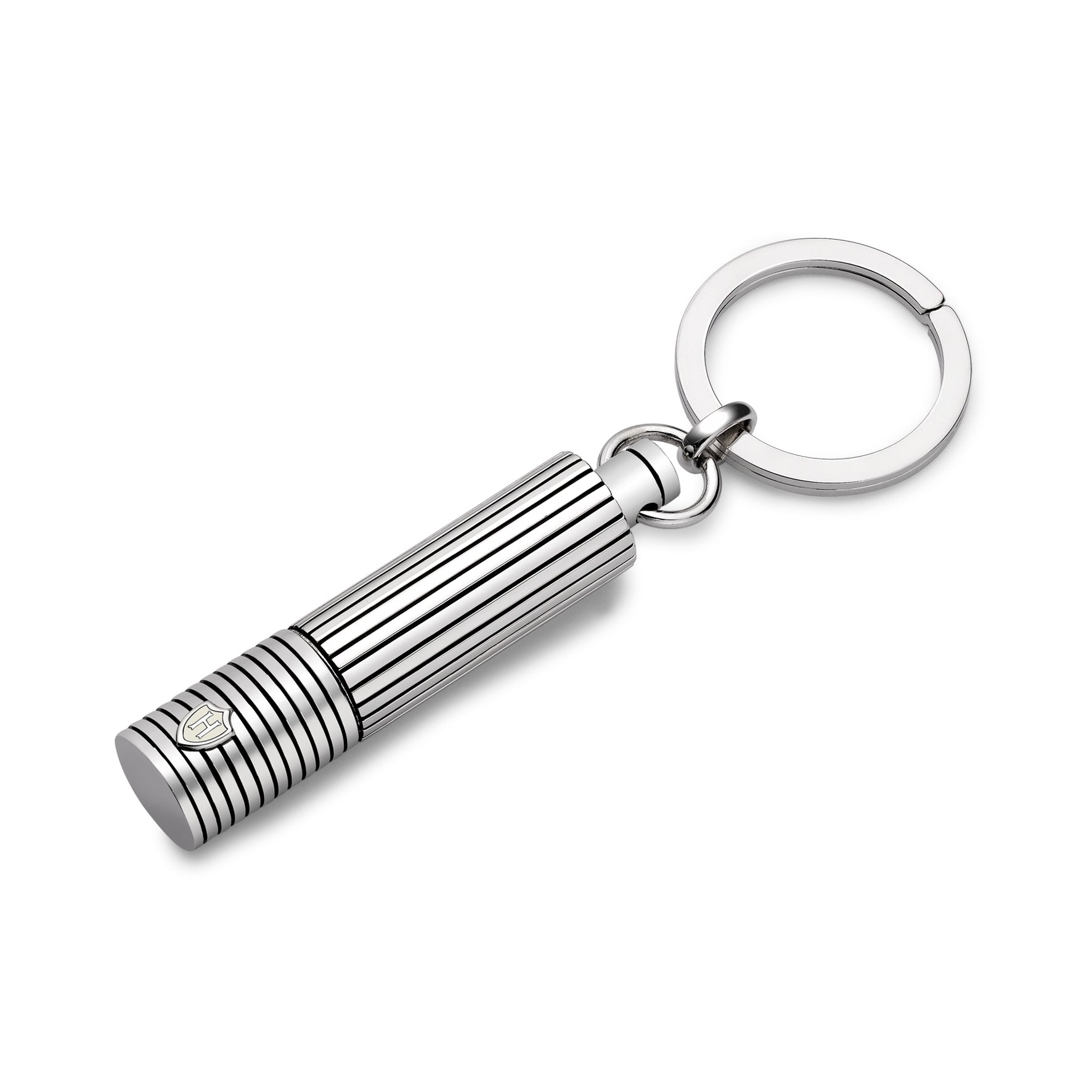 Hoxton London Men's Sterling Silver Stripe Two Way Striped Rotating KeyRing