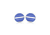 Hoxton London Men's Sterling Silver Blue Enamel Stripe Round Cufflinks