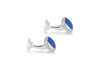 Hoxton London Men's Sterling Silver Blue at's Eye Retangle ushion Cufflinks