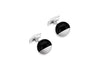 Hoxton London Men's Sterling Silver and Black Agate Circular Cufflinks