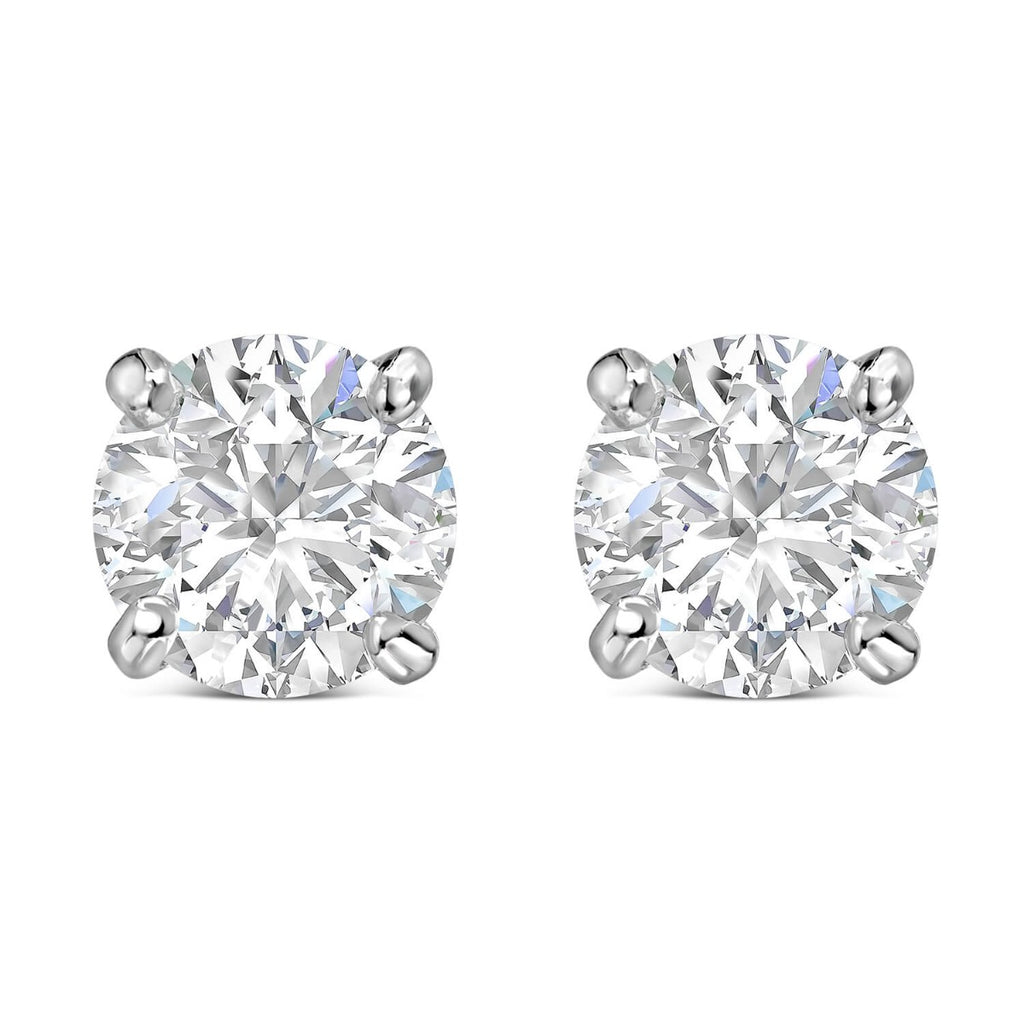 Sterling Silver Round Zirconia Claw Stud Earrings