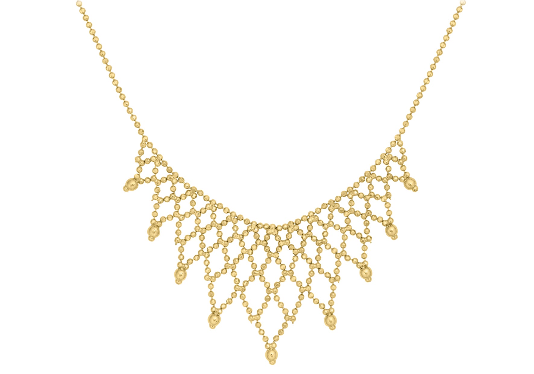 9ct Yellow Gold Diamond Cut Ball Chain Fringe Necklace  43m/17"9
