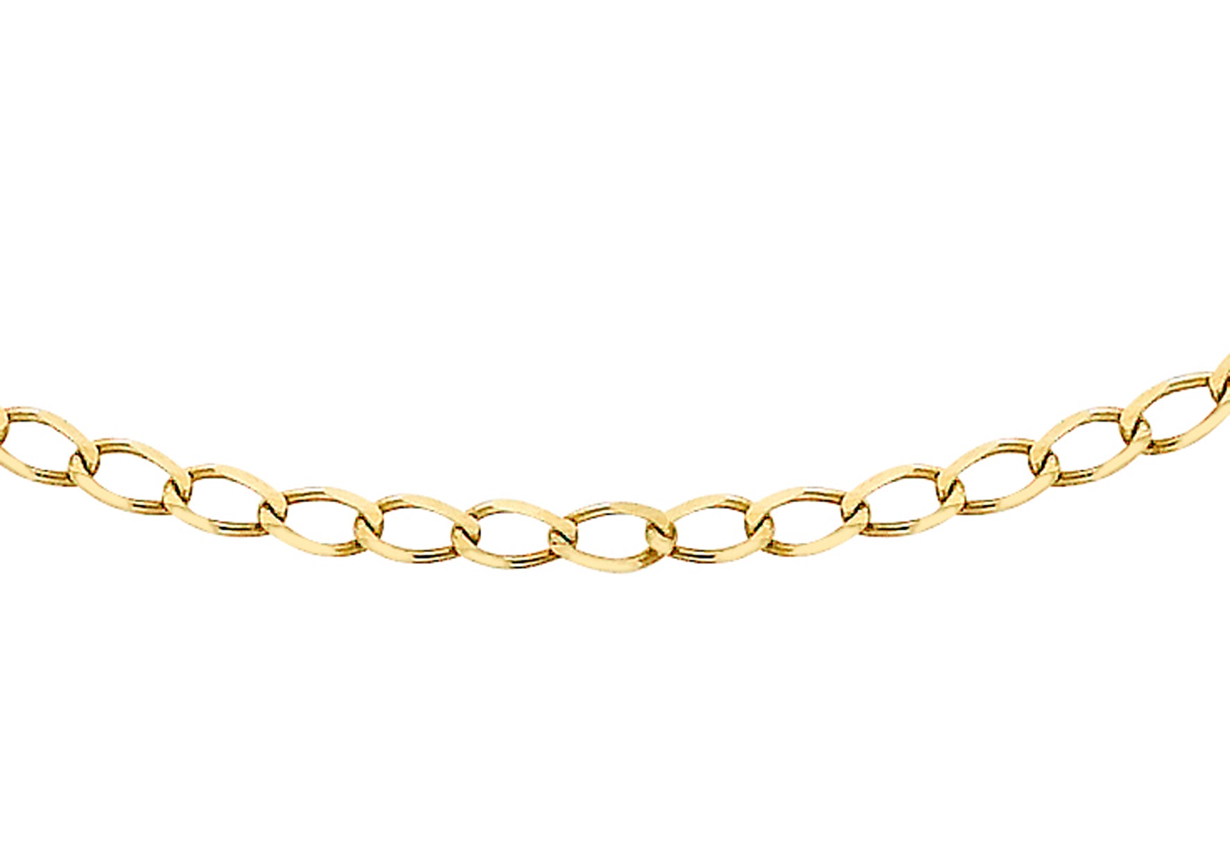 9ct Yellow Gold 50 Diamond Cut Flat Curb Chain 41m/16"9