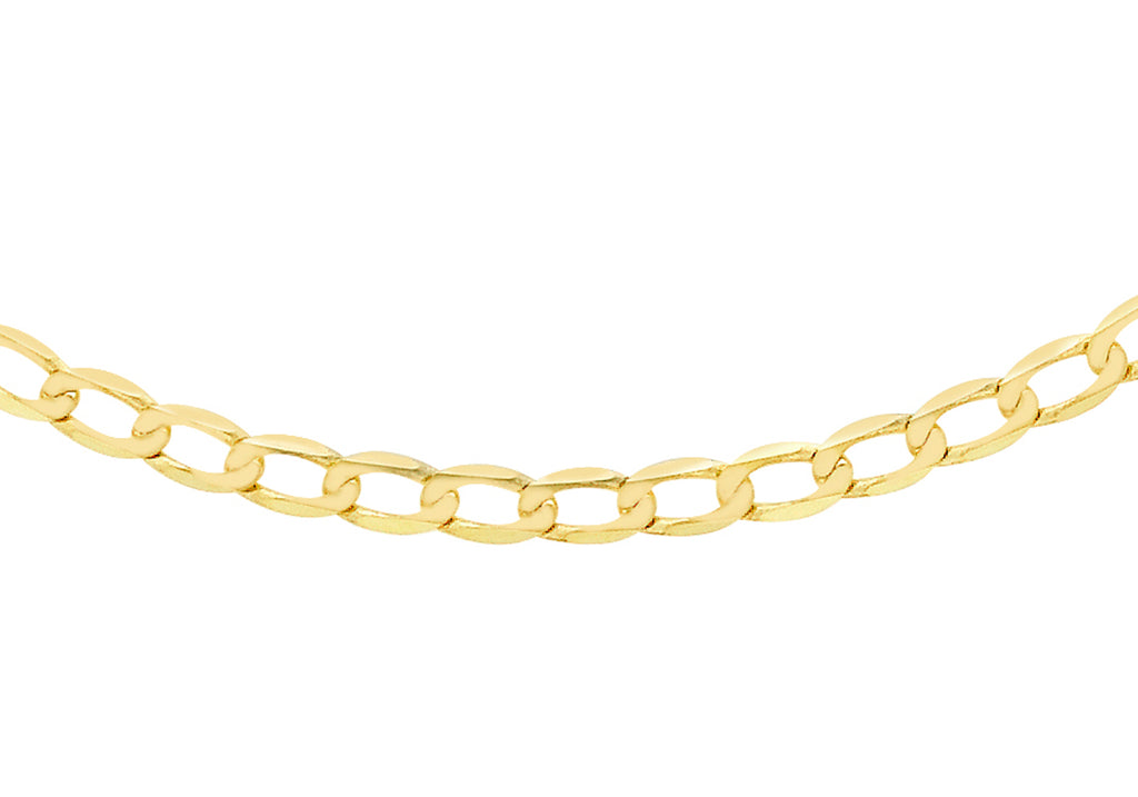 9ct Yellow Gold 60 Diamond Cut Flat Curb Chain 41m/16"9