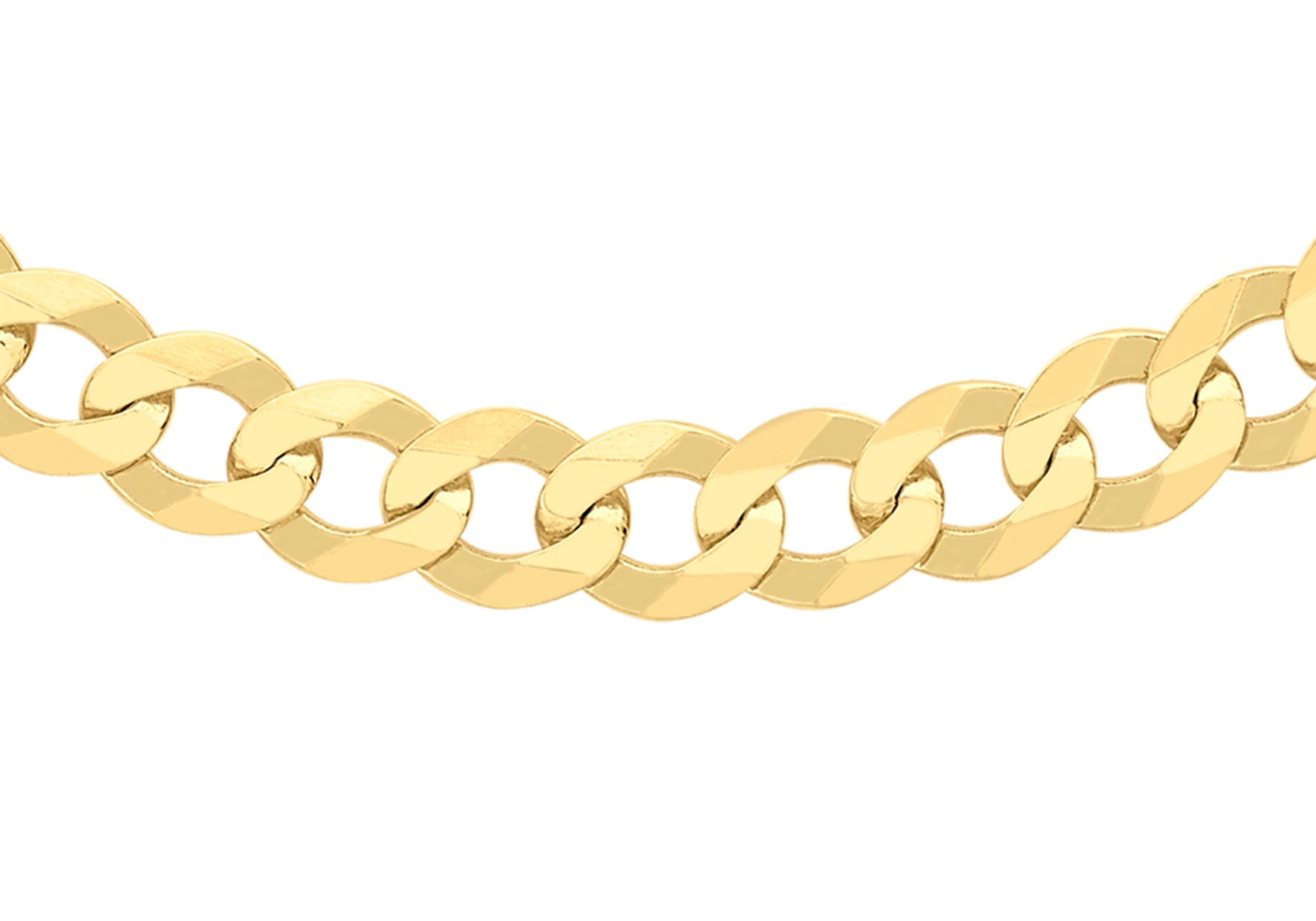 9ct Yellow Gold 100 Diamond Cut Flat Curb Chain 46m/18"9