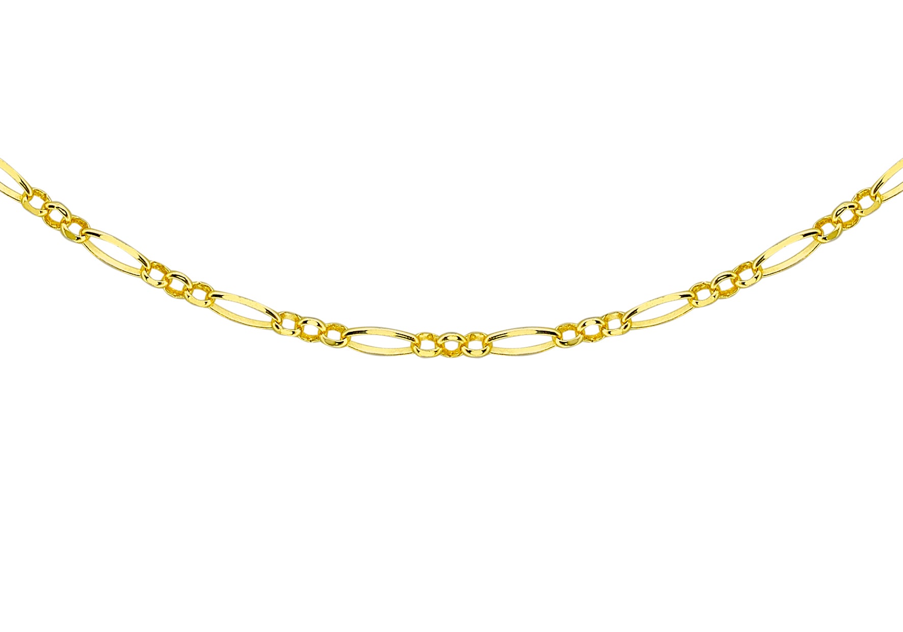 9ct Yellow Gold Diamond Cut Figaro Chain