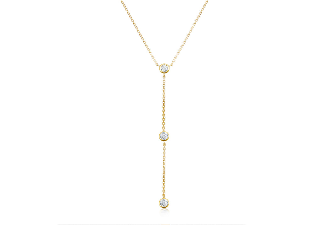 9ct Yellow Gold Tri-White Zirconia Y-Necklace