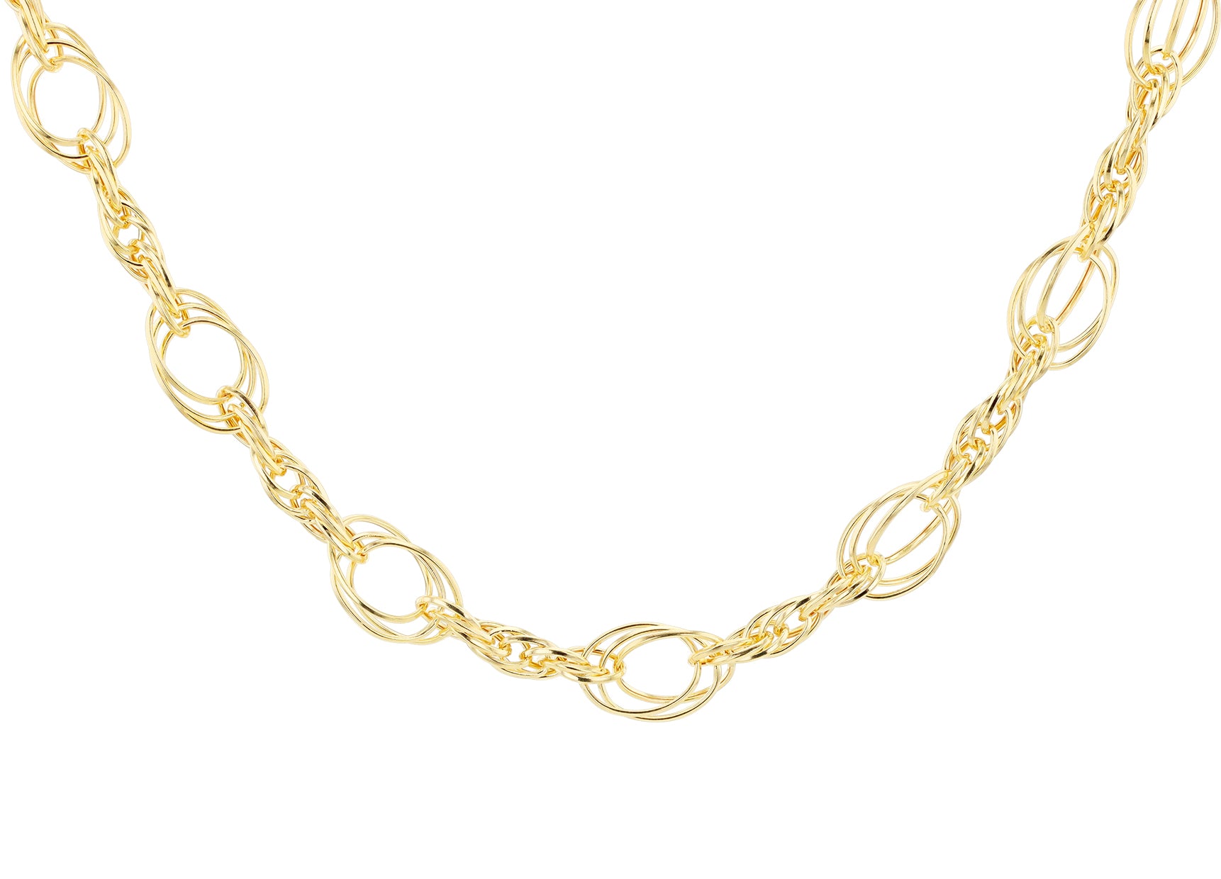 9ct Yellow Gold Triple Oval Interlinked Chain