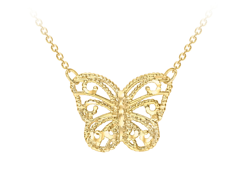 9ct Yellow Gold Diamond Cut Butterfly Adjustable Necklace  