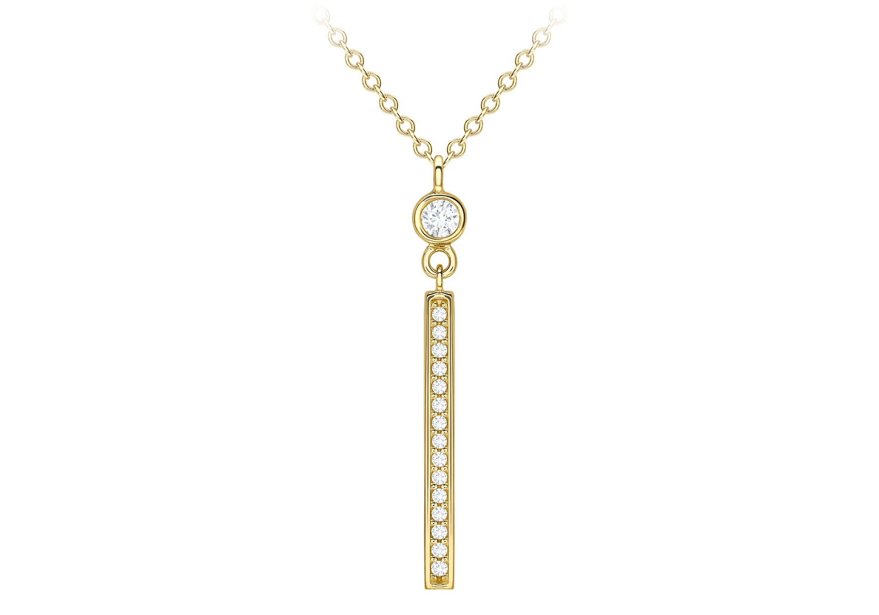 9ct Yellow Gold Zirconia  Bar Adjustable Necklace  41m/16"-46m/18"9