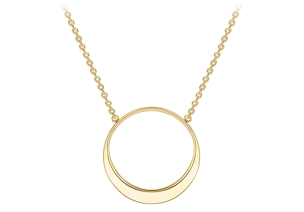 9ct Yellow Gold 14.8mm Elipse Adjustable Necklace  41m/16"-43m/17"9