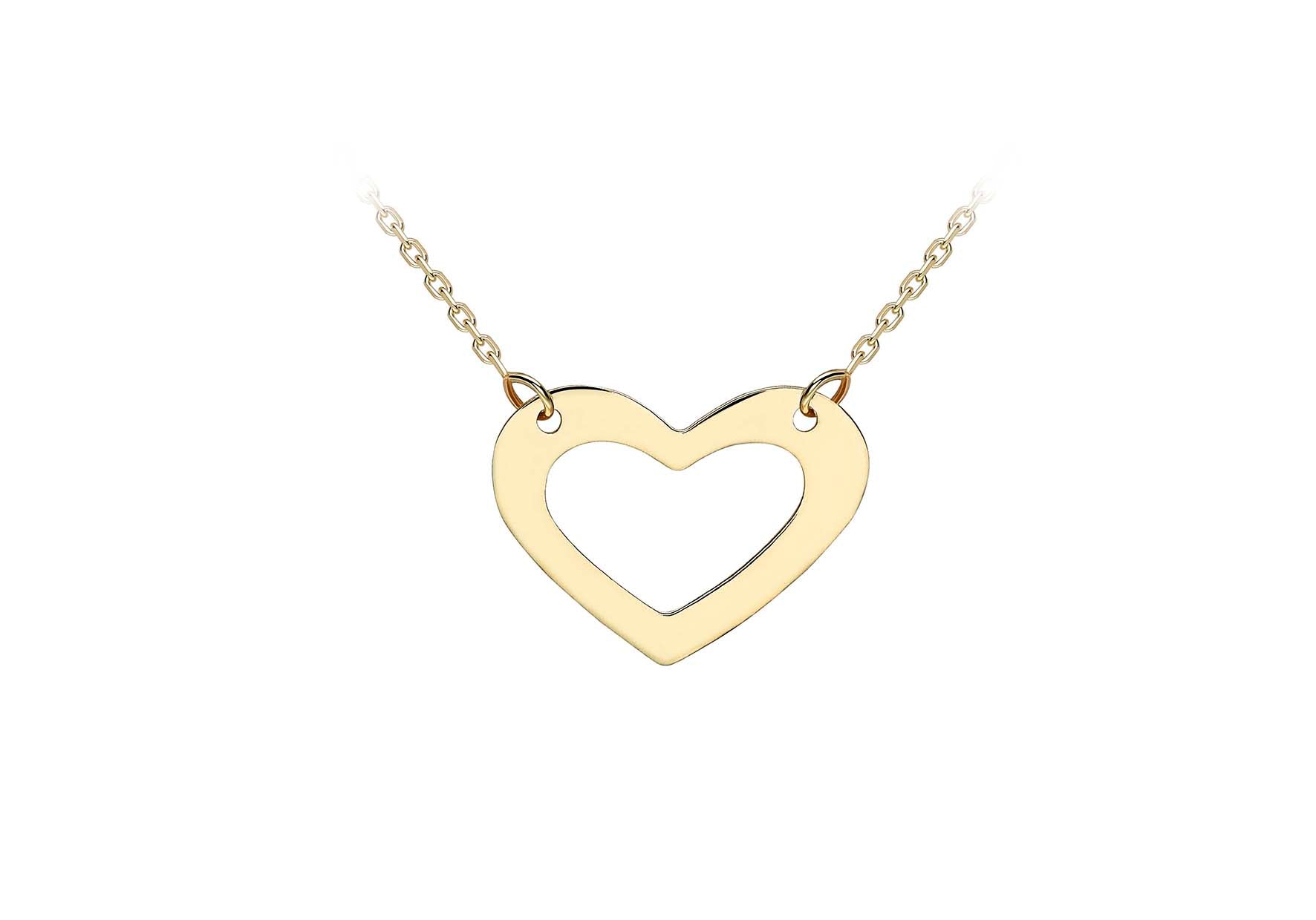 9ct Yellow Gold Cutout Heart Necklace  