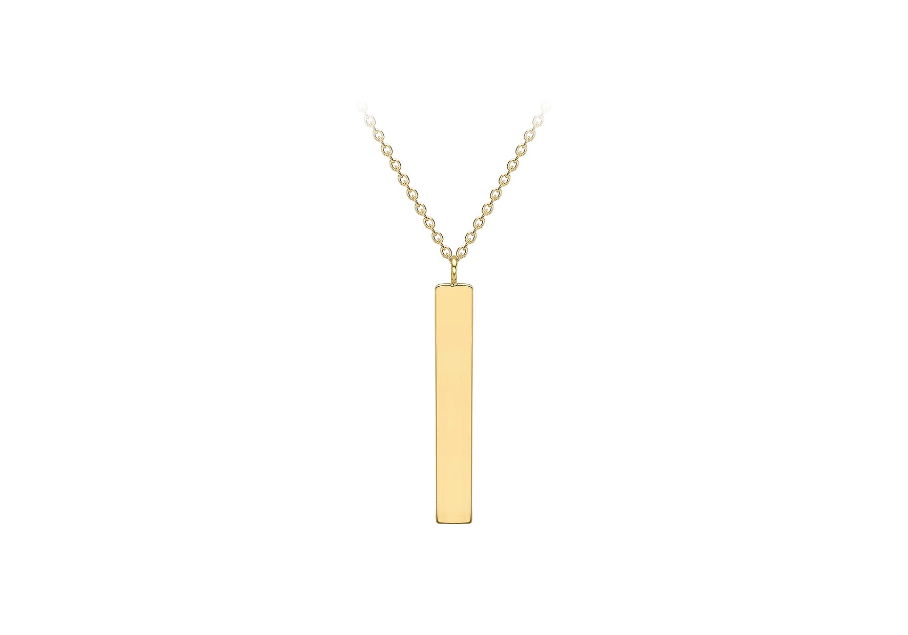 9ct Yellow Gold 3mm x 20mm Vertial Bar Adjustable Necklace  41m/16"-43m/17"9