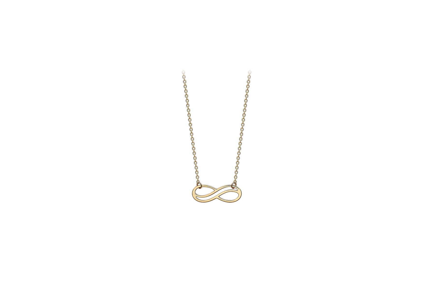 9ct Yellow Gold 15mm x 5.5mm CutoCut Infinity Symbol Adjustable Necklace  41m/16"-43m/17"9