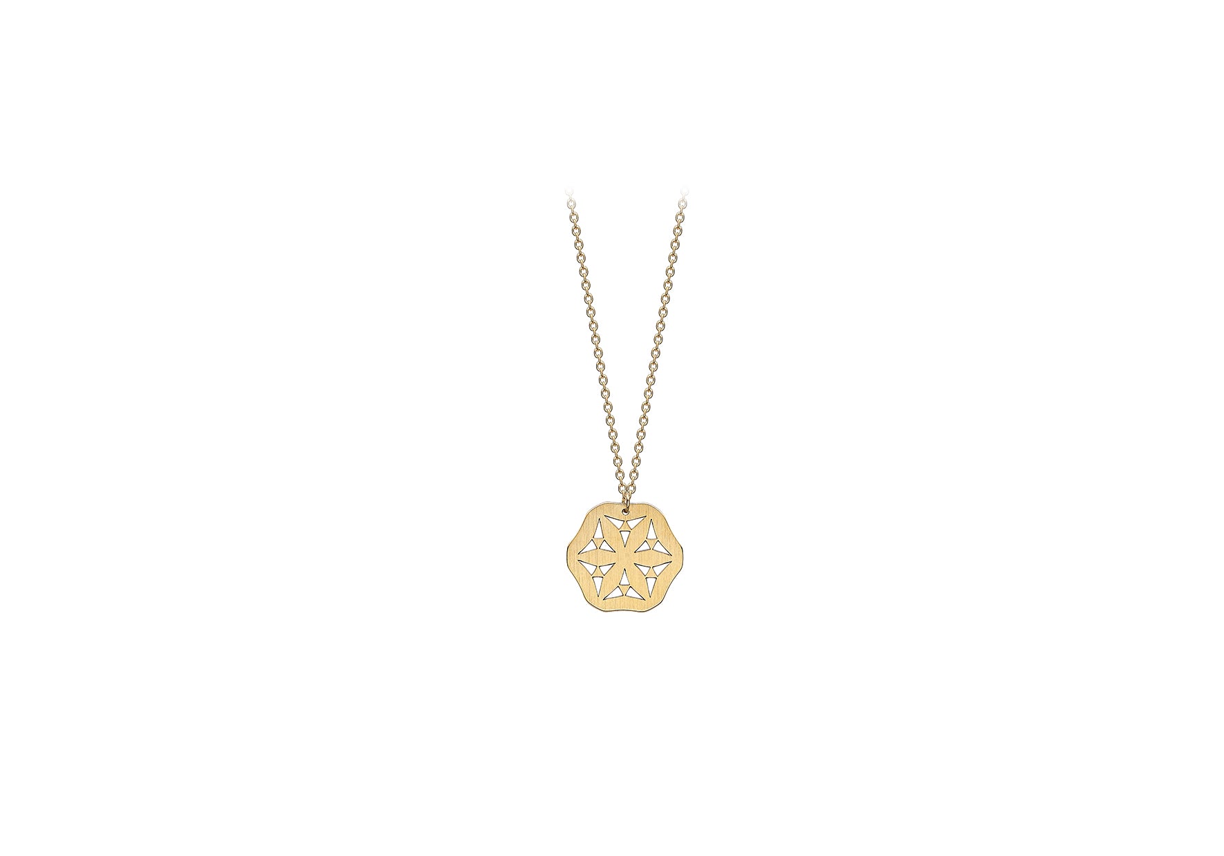 9ct Yellow Gold 12.5mm x 12.5mm Satin Hexagon Flower Adjustable Necklace  41m/16"-43m/17"9