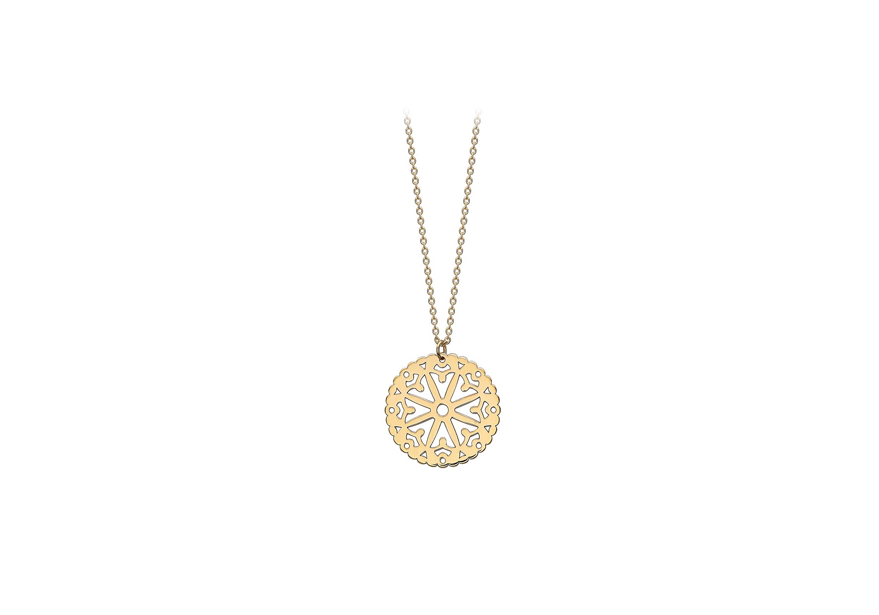 9ct Yellow Gold 16.5mm x 18mm Lace Disc Adjustable Necklace  41m/16"-43m/17"9