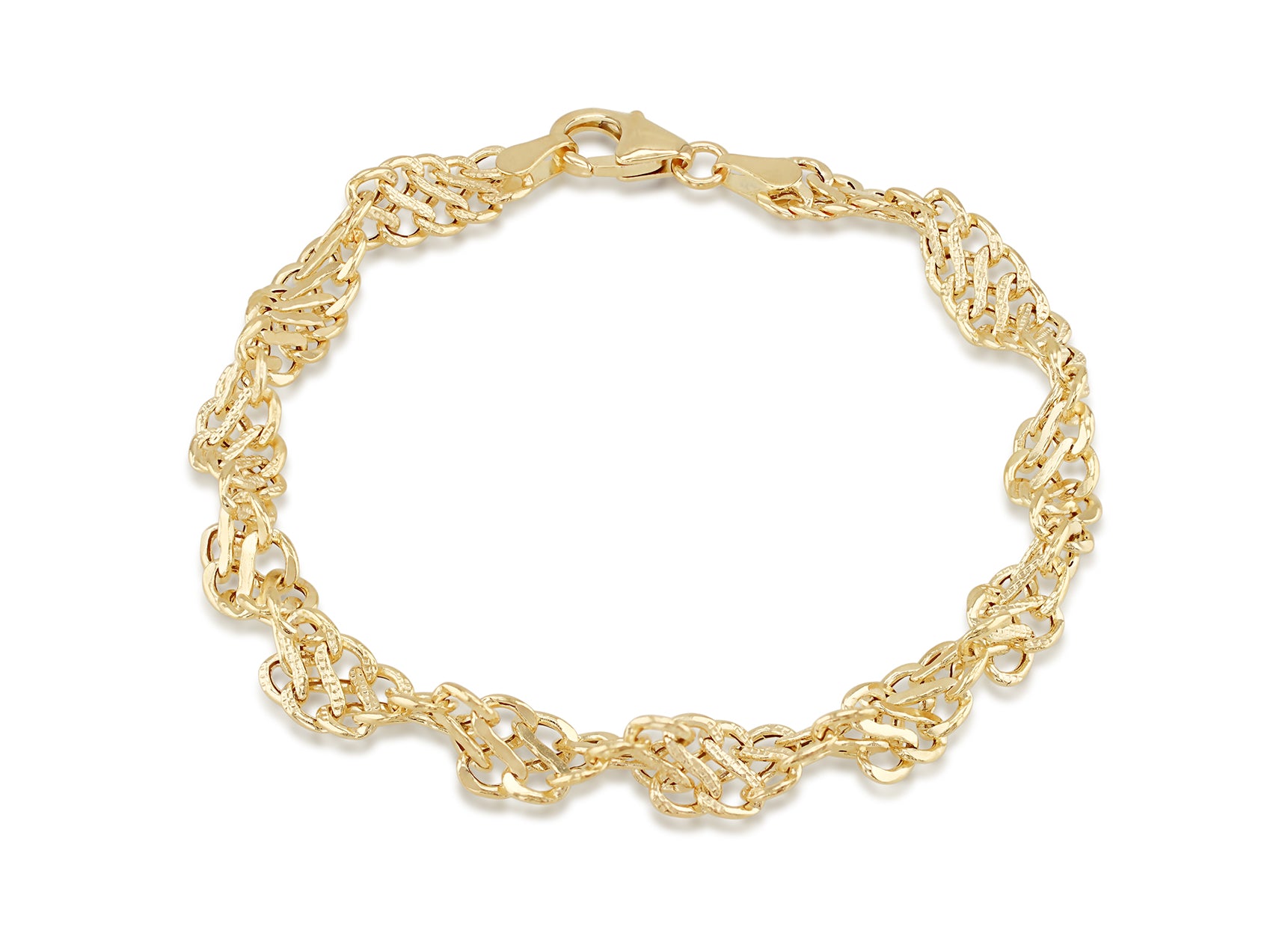 9ct Yellow Gold Twist Fancy Chain Links Bracelet