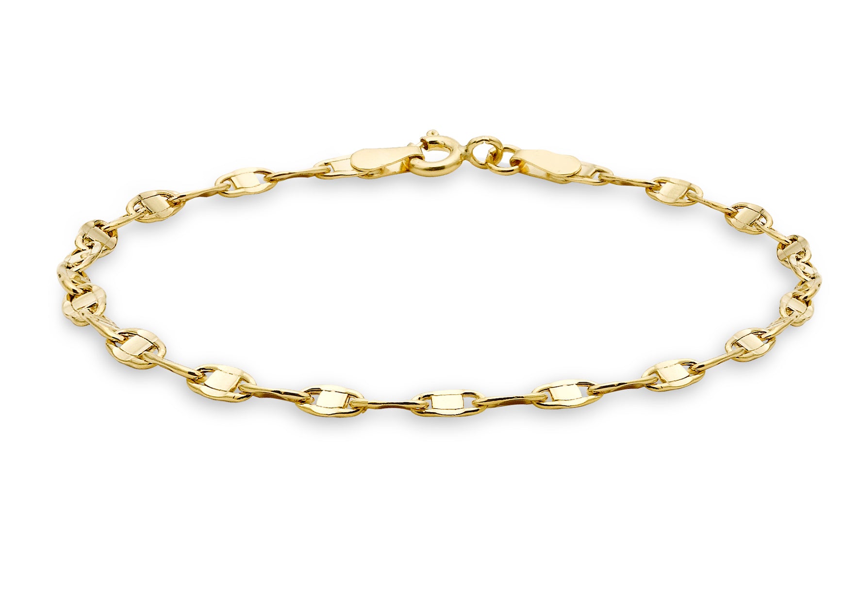 9ct Yellow Gold Oval Flat Link Bracelet 19m/7.5"9