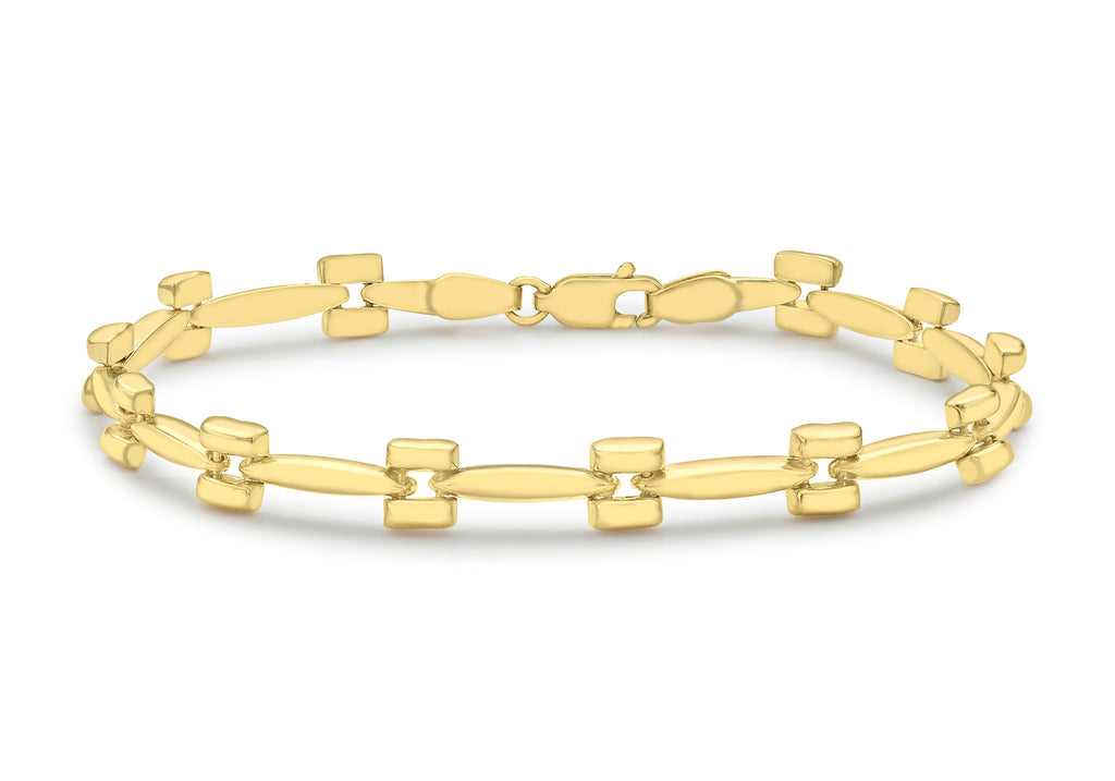 9ct Yellow Gold 6.4mm Square Link Bracelet 19m/7.5"9