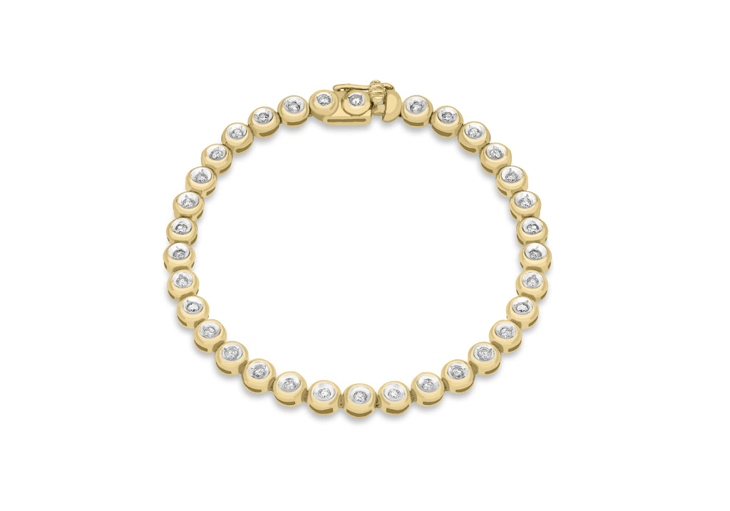 9ct Yellow Gold 1.07t Diamond DoughnCut Link Bracelet 18m/7"9