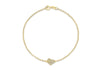 9ct Yellow Gold 0.12t Pave Set Diamond Heart Charm Bracelet 18m/7"9