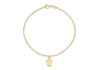9ct Yellow Gold 0.01t Diamond Hamsa Hand Charm Bracelet 19m/7.5"9