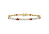 9ct Yellow Gold 0.12t Diamond and Ruby Bar Link Bracelet 19m/7.5"9