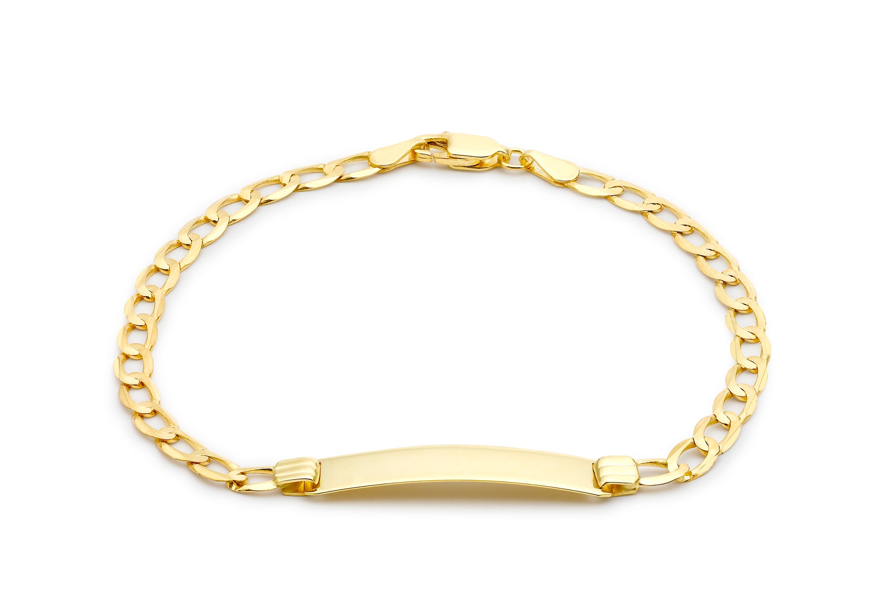 9ct Yellow Gold 25mm x 5.5mm Flat 100 Curb ID Bracelet 18m/7"9