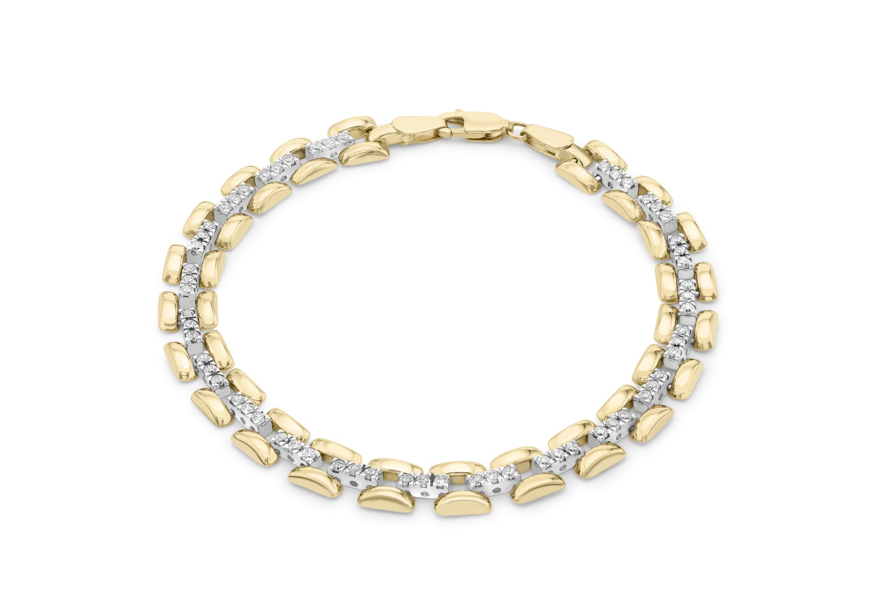 9ct Two-Tone Gold White Zirconia Panther Bracelet